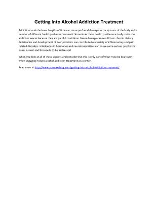 Getting Into Alcohol Addiction Treatment