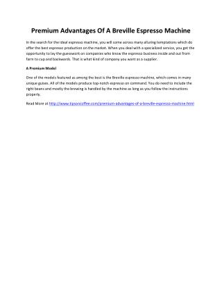 Premium Advantages Of A Breville Espresso Machine
