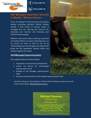 Self Managed Superfund Services In Mackay - Whitson Dawson