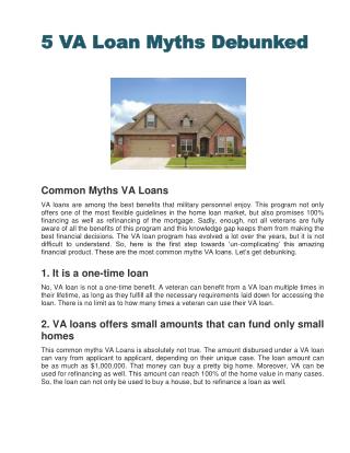 5 VA Loan Myths Debunked