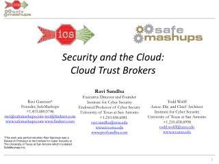 Security and the Cloud: Cloud Trust Brokers