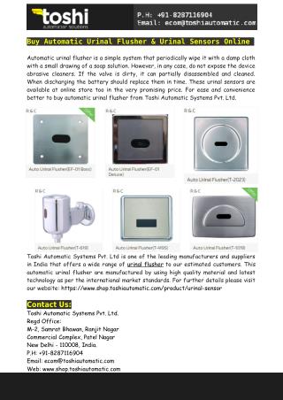 Buy Automatic Urinal Flusher & Urinal Sensors Online