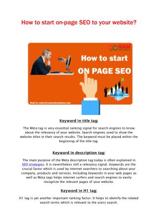 How to start on-page SEO to your website?