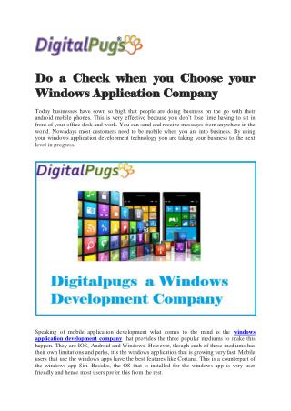 Do a Check when you Choose your Windows Application Company