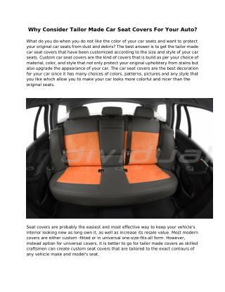 Why Consider Tailor Made Car Seat Covers For Your Auto?