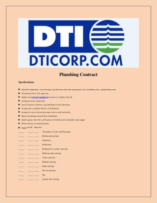 Sample Plumbing Contract