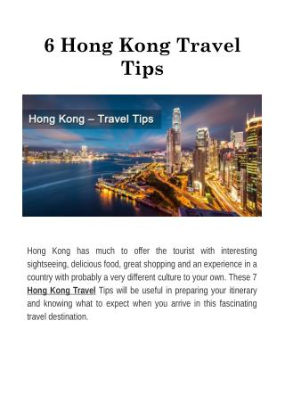 6 Hong Kong Travel Tips