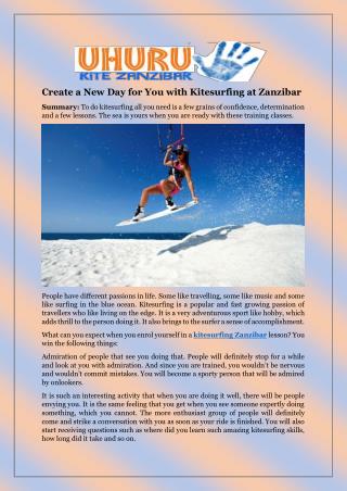 Create a New Day for You with Kitesurfing at Zanzibar