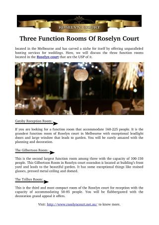 Three Function Rooms Of Roselyn Court