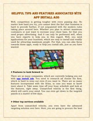 Helpful Tips And Features Associated With App Install Ads