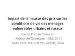 Impact de la hausse des prix sur les conditions de vie des menages vulnerables urbains et ruraux