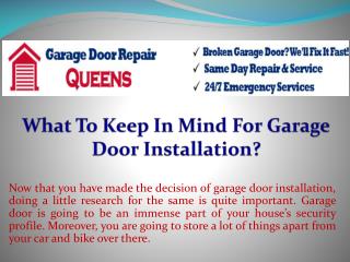 What To Keep In Mind For Garage Door Installation?