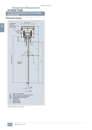 SITRANS TS300 temperature sensors for pharmaceuticals and biotechnology