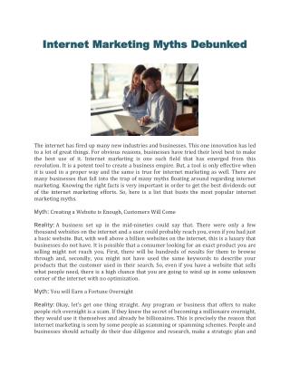 Internet Marketing Myths Debunked