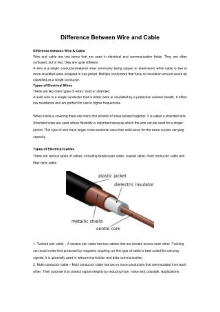 Difference Between Wire and Cable