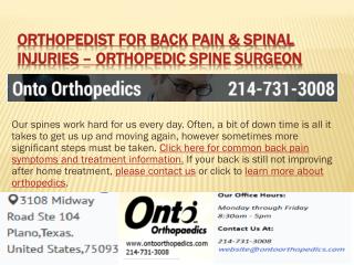 Orthopedist for back pain and spinal injuries