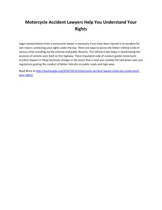 Motorcycle Accident Lawyers Help You Understand Your Rights
