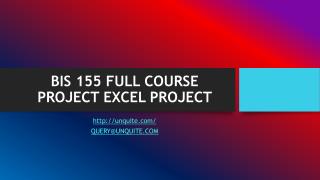 BIS 155 FULL COURSE PROJECT EXCEL PROJECT