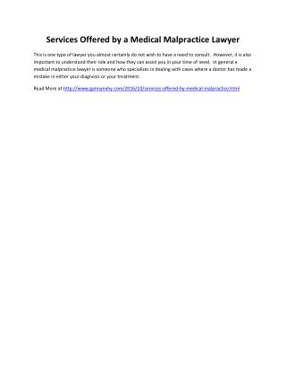 Services Offered by a Medical Malpractice Lawyer
