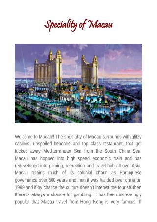 Speciality of Macau