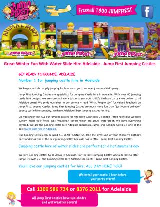 Great Winter Fun With Water Slide Hire Adelaide - Jump First Jumping Castles