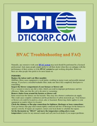 HVAC Troubleshooting and FAQ