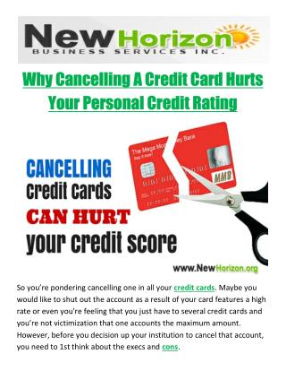 Why Cancelling A Credit Card Hurts Your Personal Credit Rating