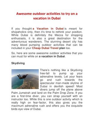 Awesome outdoor activities to try on a vacation in Dubai