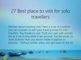 27 Best place to visit for solo travellers
