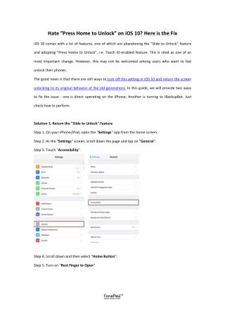 Hate ″Press Home to Unlock″ on iOS 10? Here is the Fix