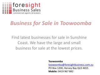 Business for Sale in Toowoomba