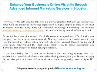 Enhance Your Business’s Online Visibility through Advanced Inbound Marketing Services in Houston