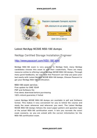 NetApp NCSIE NS0-180 dumps