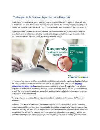 Techniques to fix Common Avp.exe error in Kaspersky