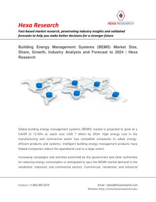 Building Energy Management Systems (BEMS) Market Size, Share | Industry Report, 2024 | Hexa Research