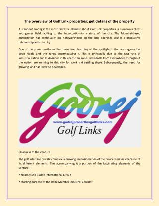 The overview of golf link properties get details of the property