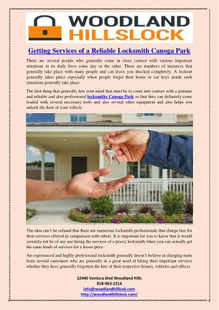 Getting Services of a Reliable Locksmith Canoga Park