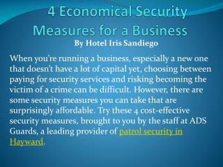 4 Economical Security Measures for a Business