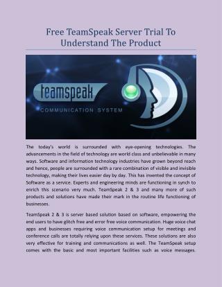 Free Teamspeak Server Trial To Understand The Product