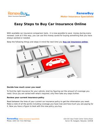 Easy Steps to Buy Car Insurance Online