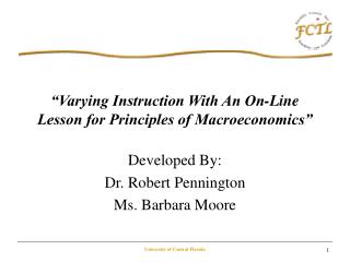 “Varying Instruction With An On-Line Lesson for Principles of Macroeconomics”