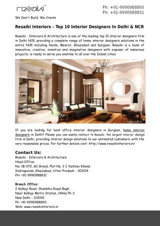 Home Interior Designers In Delhi & NCR – Resaiki
