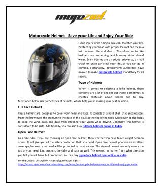 Motorcycle Helmet – Save your Life and Enjoy Your Ride