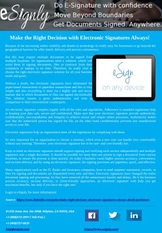 Make the Right Decision with Electronic Signatures Always!