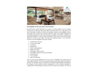 Main Highlights Of The Lotus Srishti Villas Ghaziabad