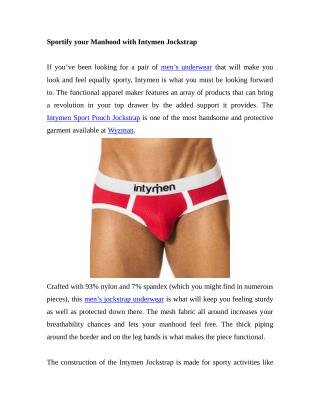 Sportify your Manhood with Intymen Jockstrap