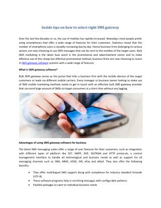 Inside tips on how to select right SMS gateway