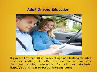 Texas online Adult Drivers Education