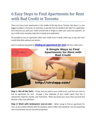 6 Easy Steps to Find Apartments for Rent with Bad Credit in Toronto