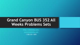 Grand Canyon BUS 352 All Weeks Problems Sets